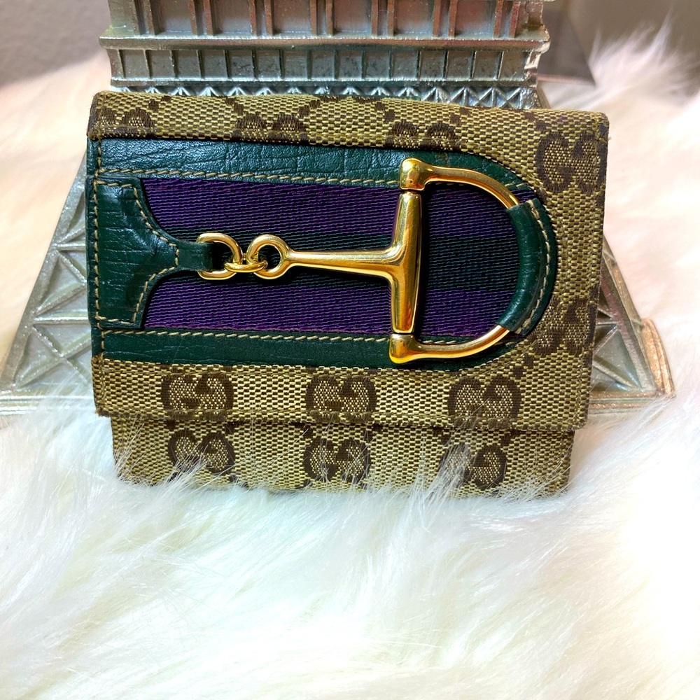 Gucci GG Sherry Line Horsebit Brown Bi-fold wallet